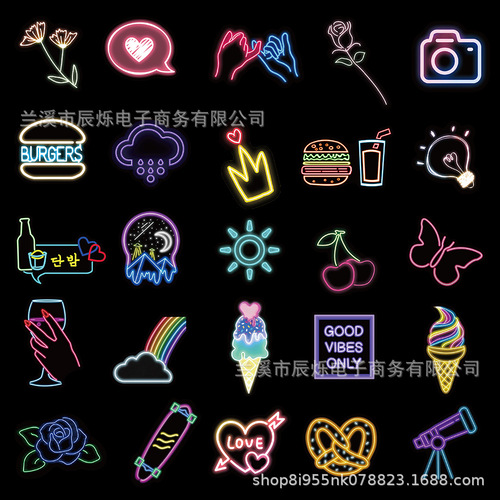 50/100 pieces of ins style neon psychedelic stickers suitcase computer guitar water cup decoration waterproof stickers