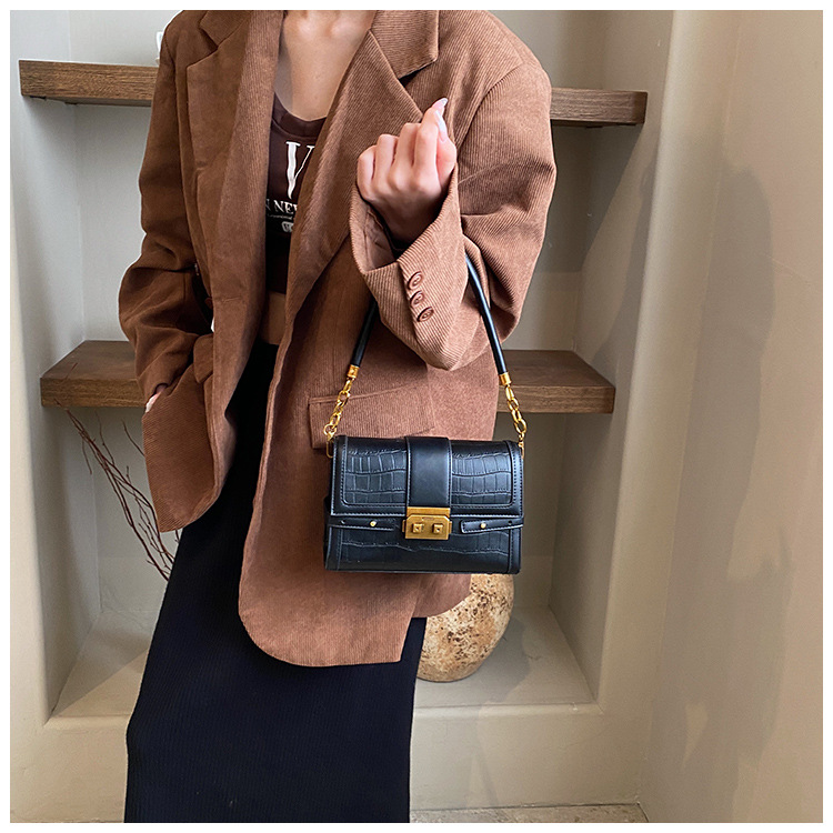 Stone Pattern Single Shoulder Underarm Bag For Women's 2023 Winter New Versatile Small Square Bag, Unique And Western Style Crossbody Bag _voghion.com
