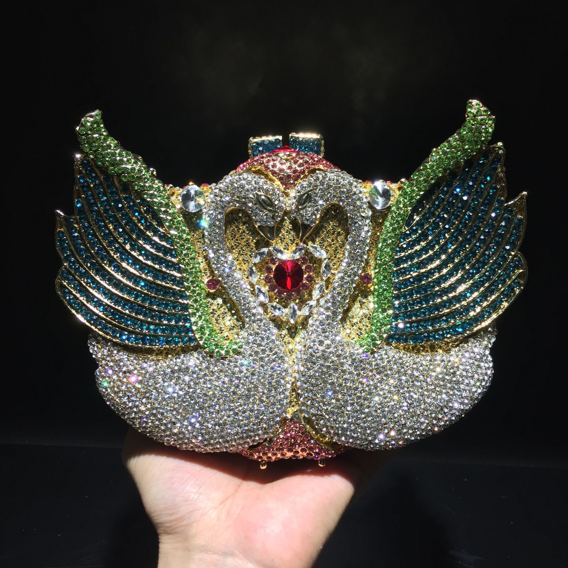Aliexpress bolso de mano de dama, bolso de cena de diamantes, vestido de banquete europeo y americano, bolso de diamantes grande, duro