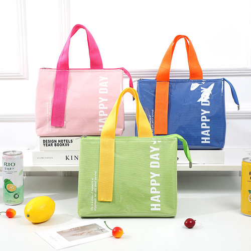 PU waterproof thickened lunch box bag solid color simple insulated lunch bag for office workers with meals, student lunch bag portable lunch bag