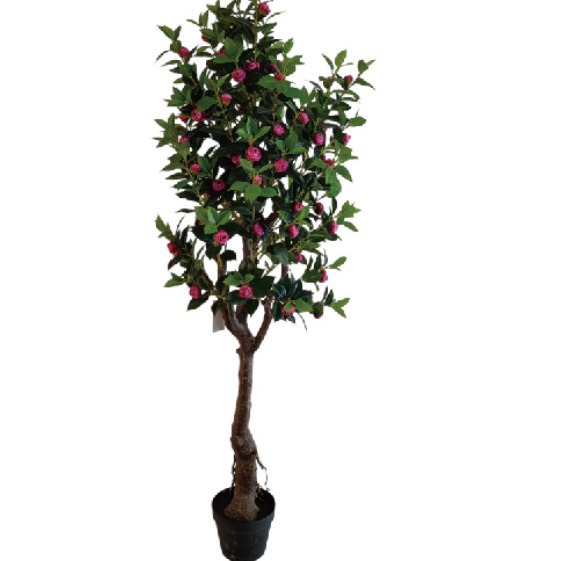 Árbol de Camelia Artificial para Decoración de Interiores, Planta Artificial en Maceta para Exhibición en Ventanas, Decoración Suave para Paisajismo, Fabricante de Árboles de Camelia Artificiales