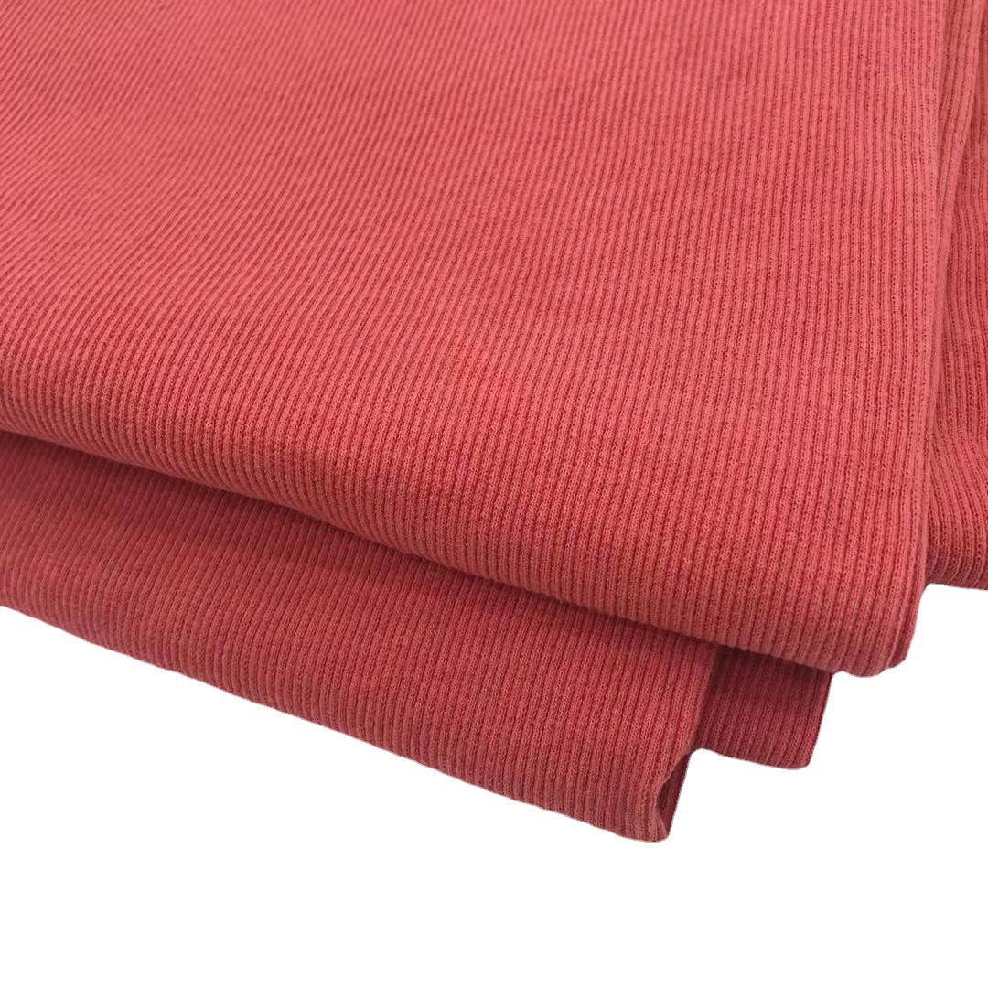 现货供应棉氨2X2罗纹布400克园机罗纹布卫衣领口螺纹面料罗纹布