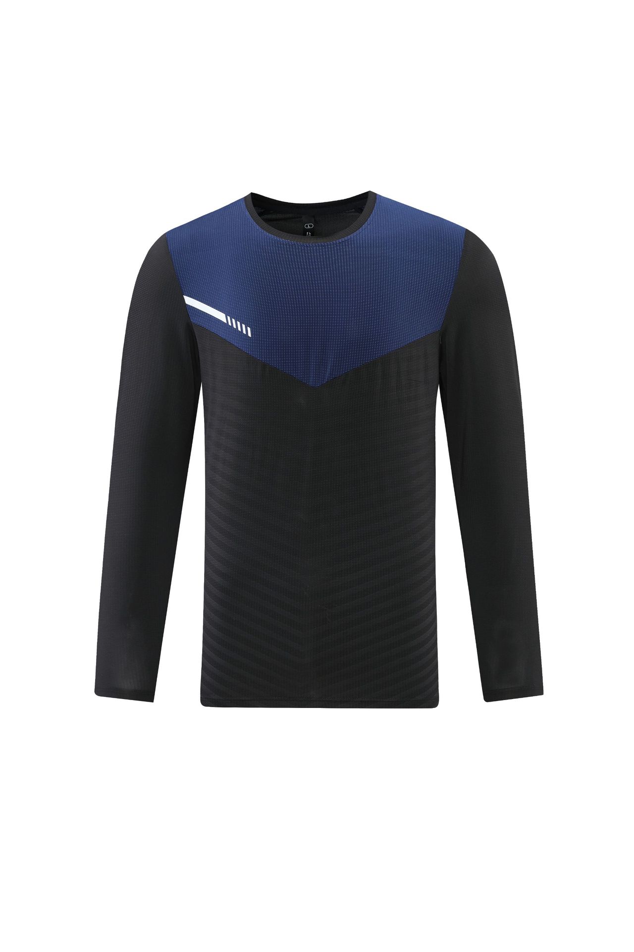 Nuevo color casual a juego de manga larga ropa de secado rápido para hombres transpirable reflectante raya deportes sudor absorbente cuello redondo correr ropa de entrenamiento camiseta