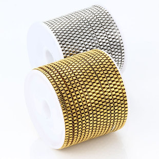 Manufacturer in stock stainless steel box chain vacuum plating real gold color retention DIY necklace sweater chain bracelet