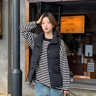 8822 # Short Cotton Coat Vest Autumn and Winter 2024 New Stand-Up Collar Thickeneded Waistcoat Loose Outer Vest Versatile Outer Wear