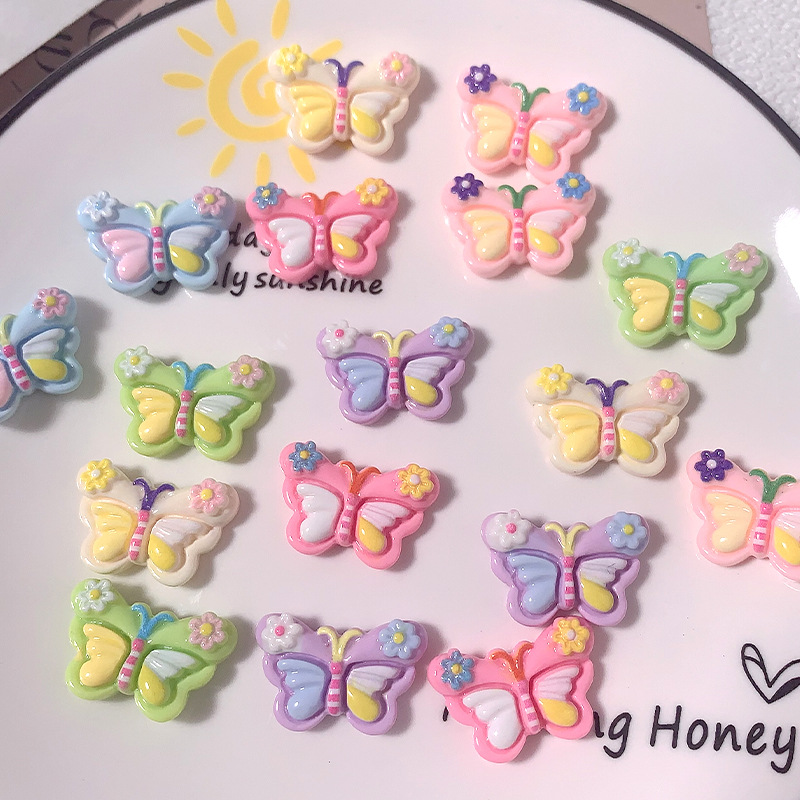 Macarón mariposa de color DIY accesorios de resina pegamento de crema de cáscara de teléfono móvil agujero agujero zapatos accesorios para el pelo abrazaderas de pelo material hecho a mano