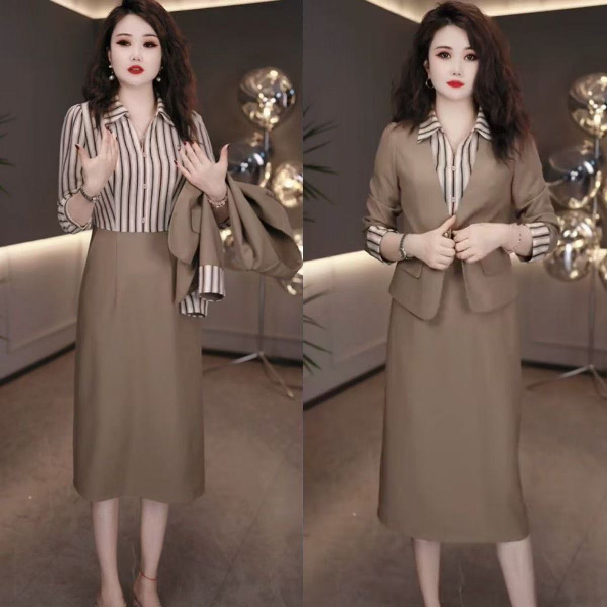 高级端庄气质两件套女2025新款秋季外套裙子修身显瘦高贵时尚套装