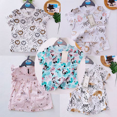 兒童家居服兒童卡通圖案滿印短袖短褲寶寶夏季兩件套跨境外貿批發