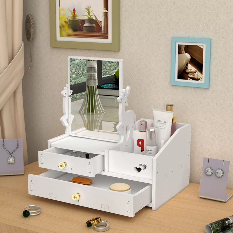 Косметическое зеркало, настольное домашнее интернет-знаменитое ящик для хранения косметики с зеркалом, губная помада, стеллаж для хранения масок для ухода за кожей, общежитие