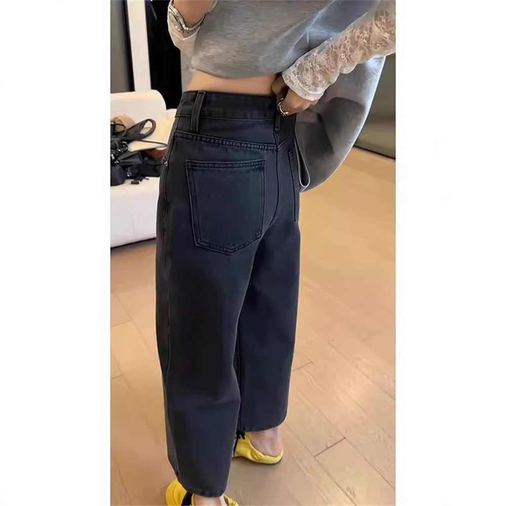 plus size Smoke Gray Baguette Jeans Women's Summer New Arrival chubby girl Cropped Loose Smoke Tube Pants Straight Leg Pants