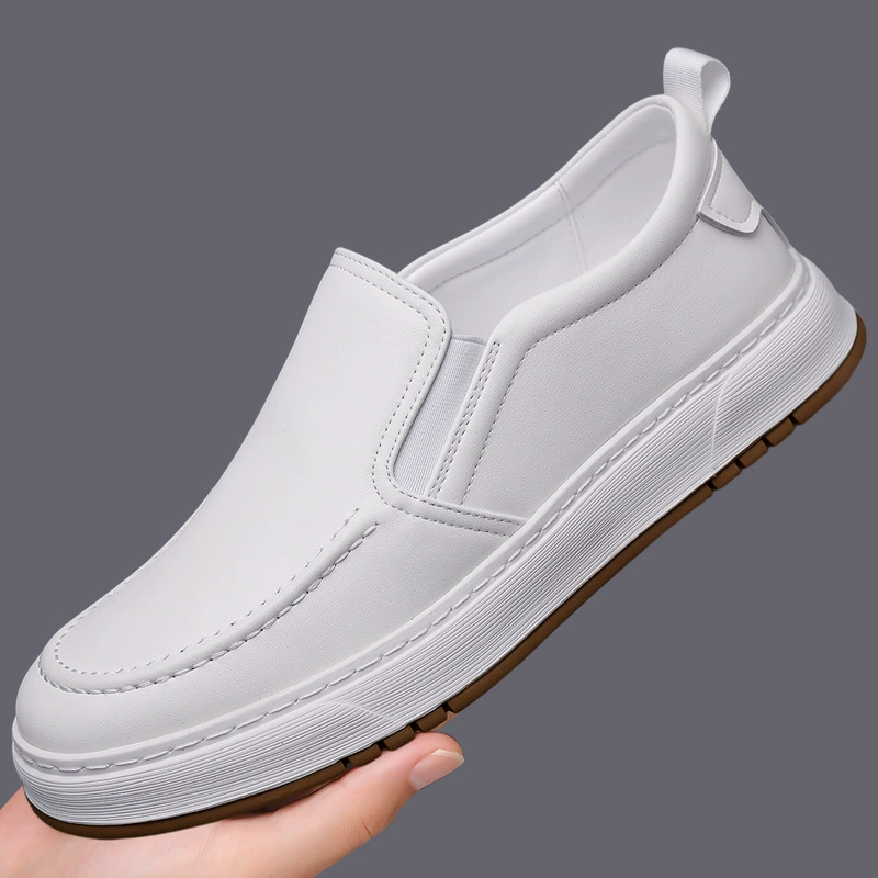 2025 весна и осень новые мягкие кожаные рукава мужская обувь трансграничная мягкая подошва тренда дикие повседневные кожаные туфли для оптовых продаж