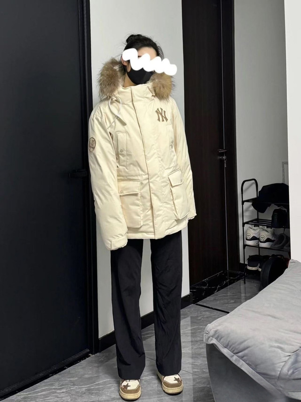 韩国NY中长款羽绒服外套男装女装2025冬季新款毛领羽绒衣防风夹克|undefined
