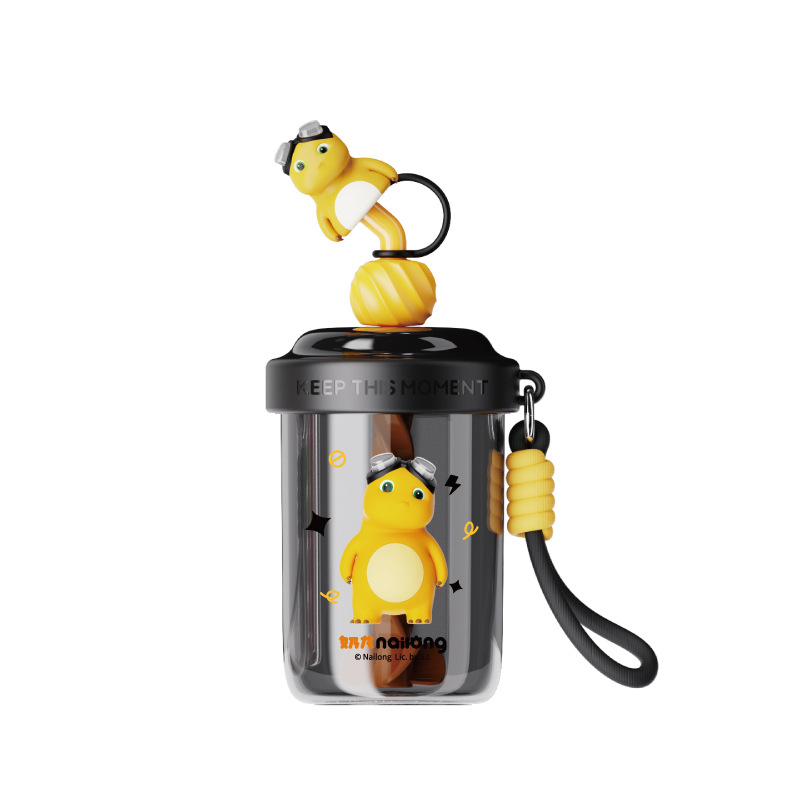 Círculos animados IP dragón de leche copartígrafo taza de agua Mik taza de mezcla de plástico portátil lindos niños estudiantes taza de paja