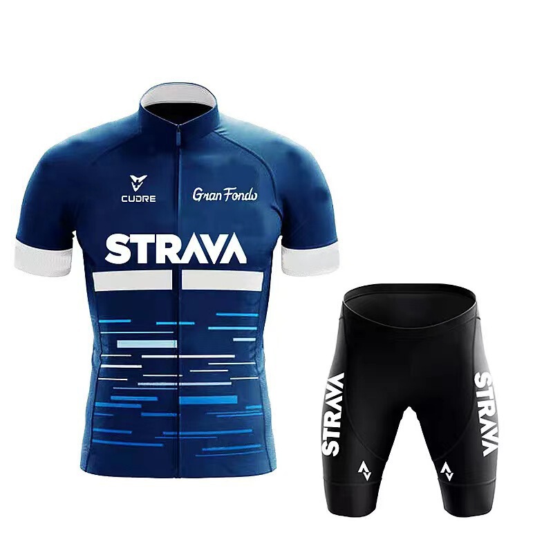 2022 New STRAVA Race Short-sleeved Cycling Suit Breathable Sweat-absorbent Quick-drying Bicycle Clothing Strap Pants