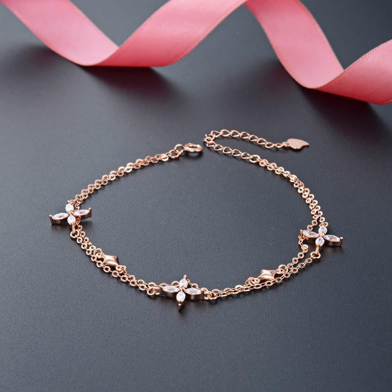 Japonés y coreano estilo Super Fairy moda dulce ZIRCON joyería S925 plata esterlina trébol pulsera de las mujeres temperamento joyería