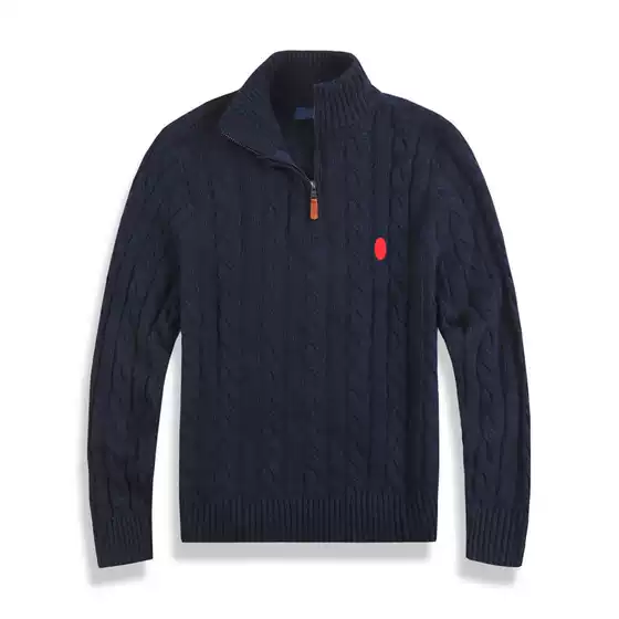 Men's Cable Knit Stand Collar Sweater - Wool Blend Thick Warm Business Casual Pullover for Autumn/Winter