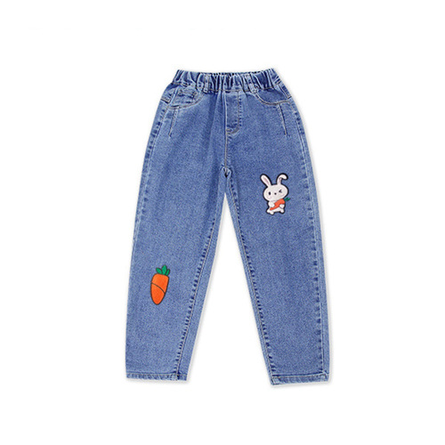 Children's Denim Pants 2024 Spring and Autumn New Girl Korean Style Fashion Long Pants for Big Kids Loose Baby Casual Pants