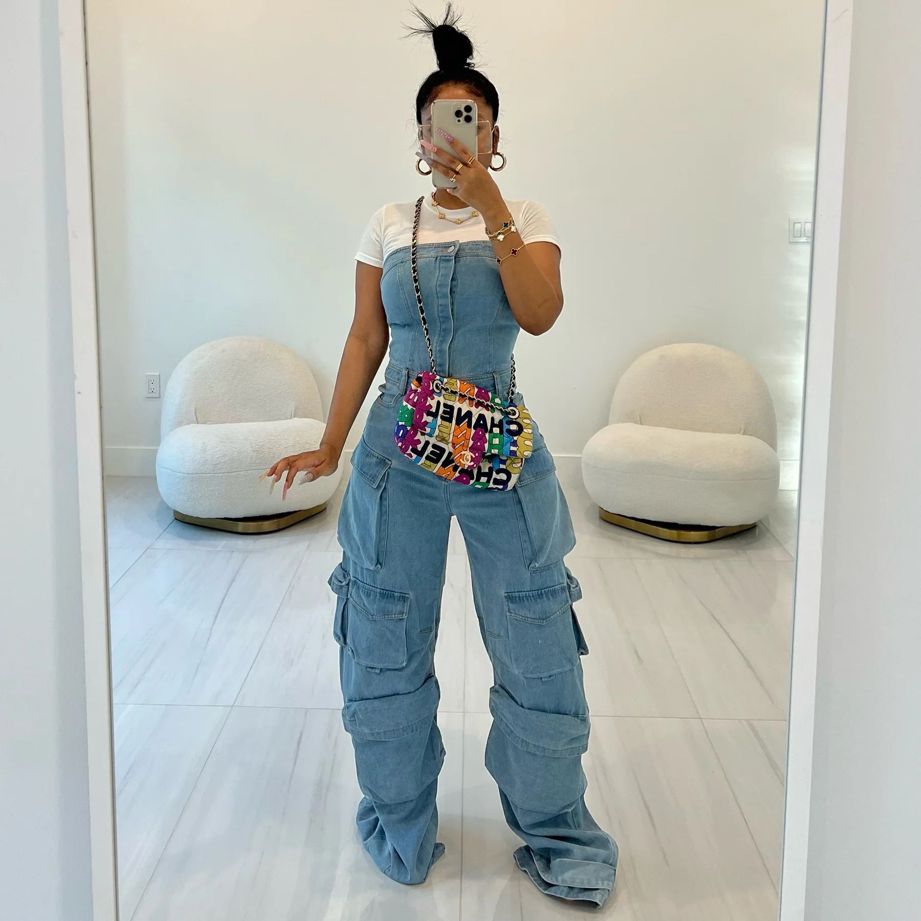 Denim Jumpsuit Side View