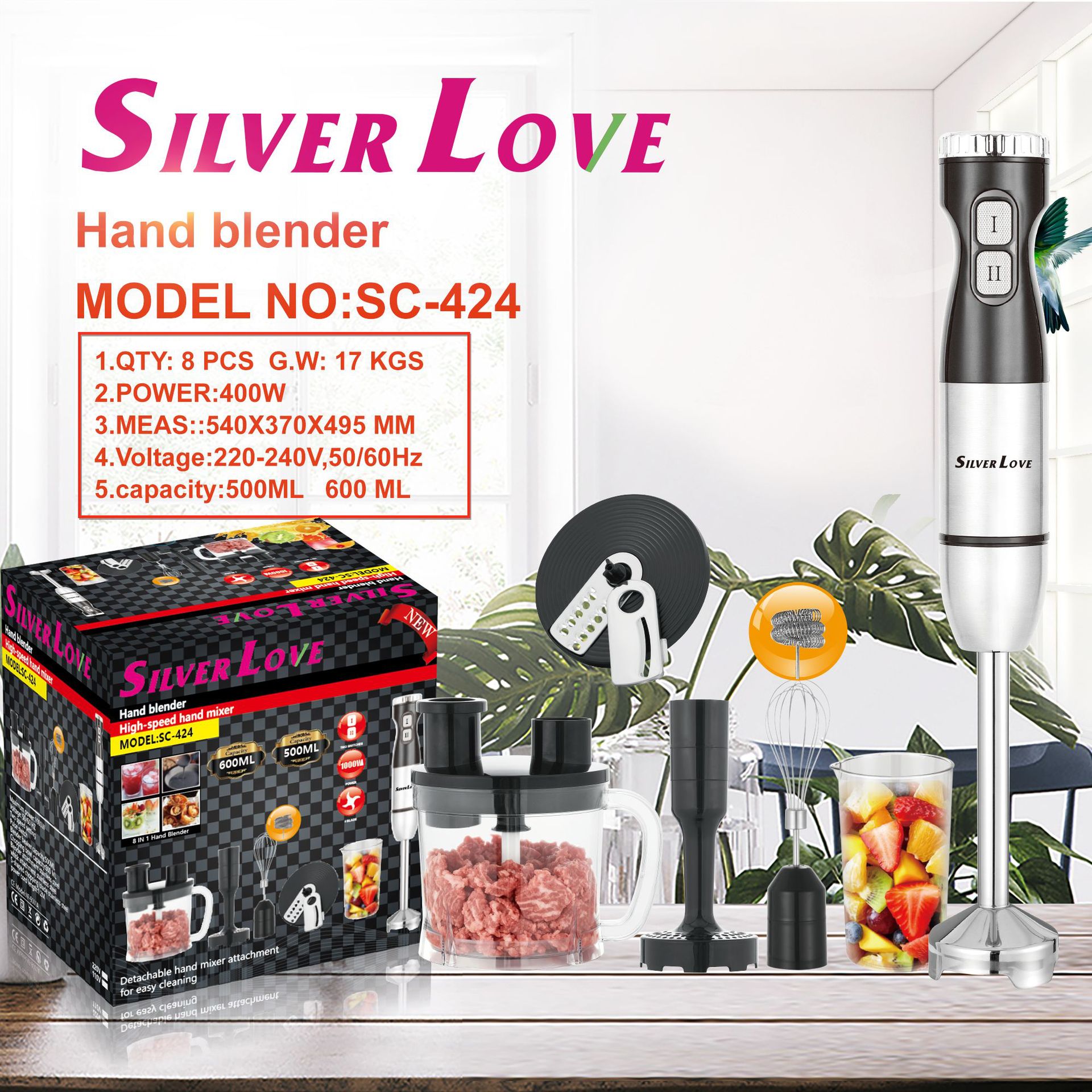 Comercio exterior HandMixer electrodomésticos de cocina eléctricos batidor de huevos 8 en 1 varilla de cocina eléctrica estándar europeo