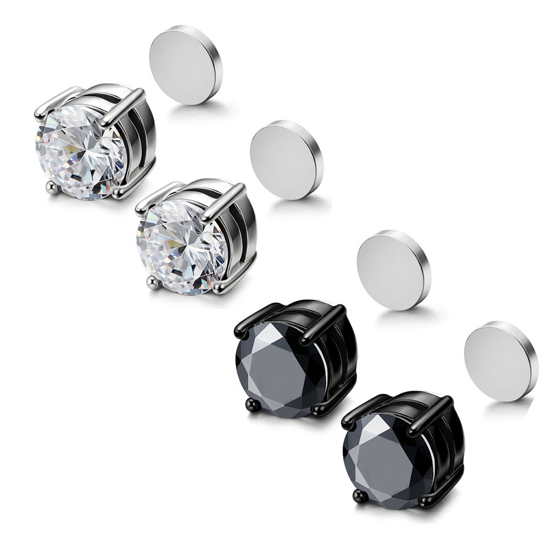 Orecchini uomo magnetici croce con zircone senza buco alla moda_voghion.com