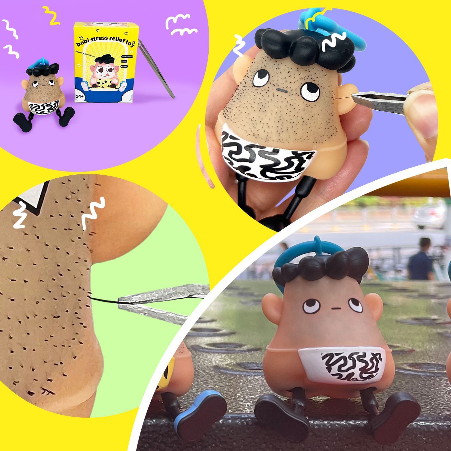 Nuevos juguetes de extracción de cabeza negra extracción de cabeza negra extracción de barba extraña descomposición de colgantes de llaves artefactos mágicos