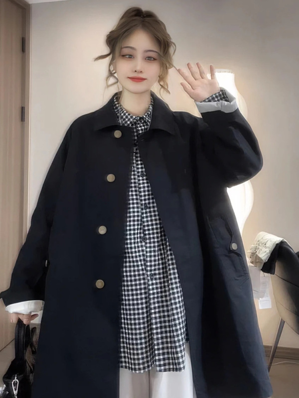 欧货港风复古工装风衣外套女2025秋季新款时尚百搭中长款显瘦上衣|undefined