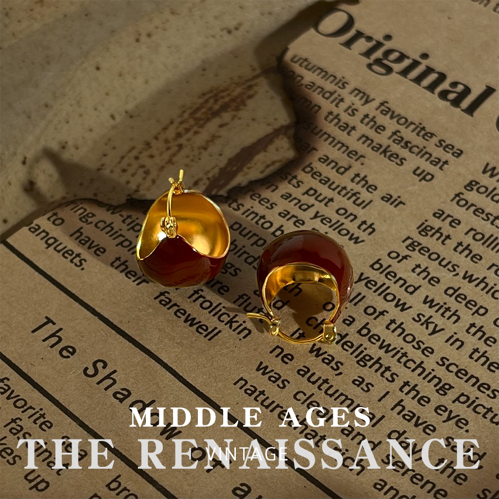 Red bean earrings [copper earrings]