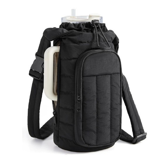 亚马逊户外运动羽绒水壶袋便携大容量斜挎水杯包旅行保温杯套