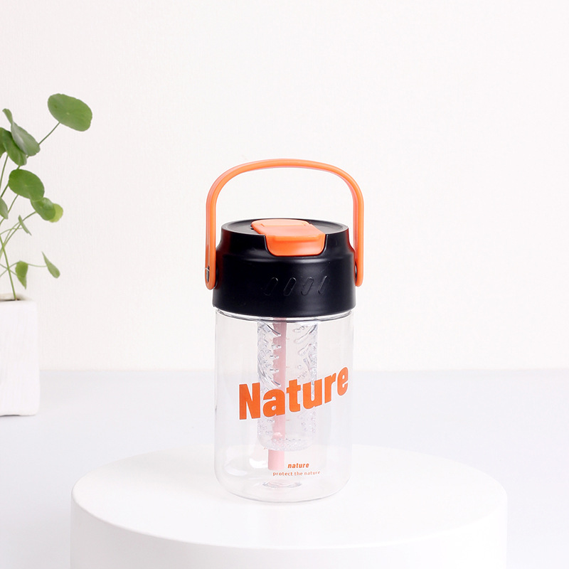 Taza de agua de plástico flor taza de té con almacén de té Estudiante DE ALTO aspecto en línea rojo ins portátil taza de paja taza