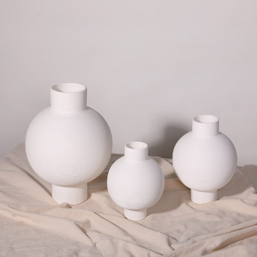 Ins style Nordic white ceramic vase decoration living room flower arrangement dry flower simulation flower vase creative desktop decoration