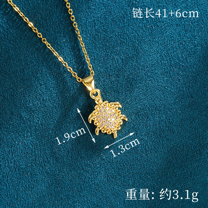 Temperamento de oro de arena vietnamita, lujo ligero, micro incrustaciones de diamantes, exquisito collar de tortuga, pendientes, joyería de moda femenina al por mayor