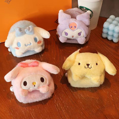 Cute new bow cute doll head coin purse keychain candy color plush three-dimensional school bag type zipper