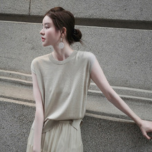 正奇特服饰/羊毛细滑 18针工艺 一字落肩针织套衫 女无袖套头上衣