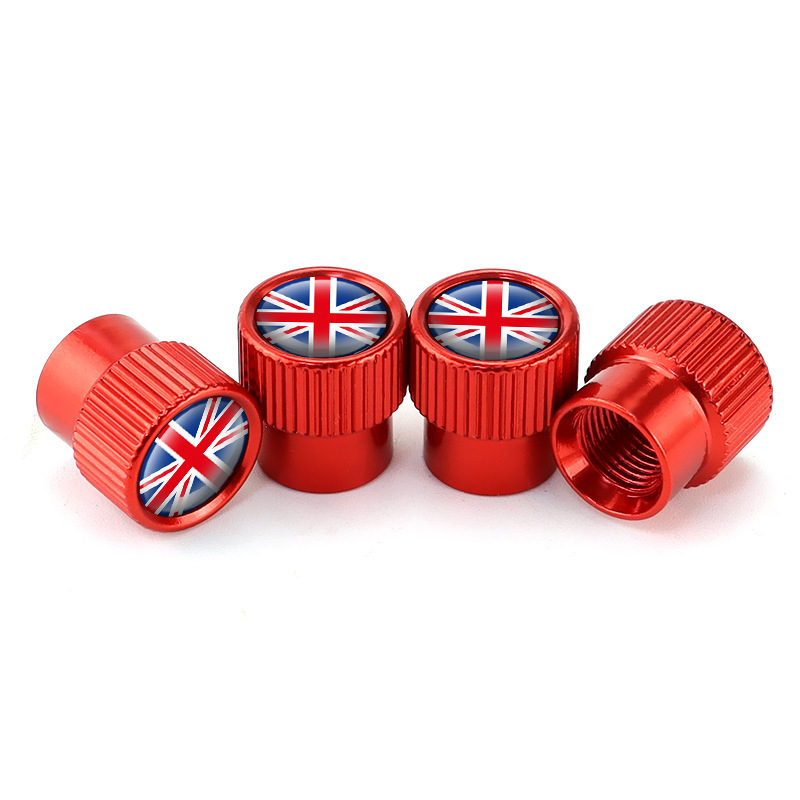 Cross-border car exterior aluminum alloy British flag valve cap valve cap creative air nozzle cover car exterior