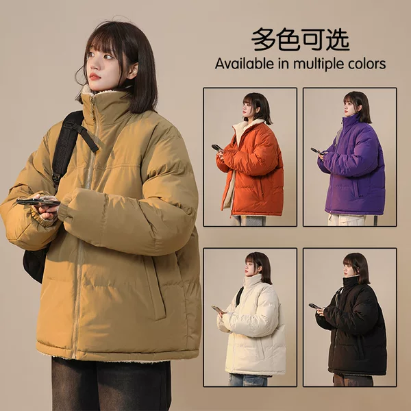 Couple's double-sided cotton-padded jacket with lamb wool, warm winter coat, two-way wear cotton coat, 2026 new autumn and winter model