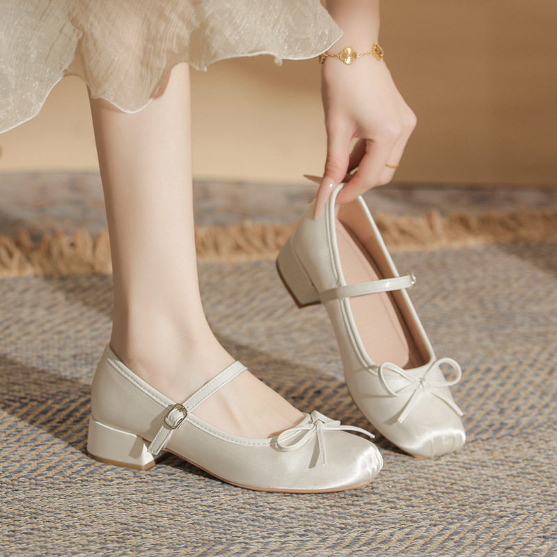 Jingang Zx35103 Chunky Heel Square Toe High-Heeled Single Shoes for Women 2026 New Autumn Versatile French-Style Soft-Soled Shallow Mouth Women's Shoes