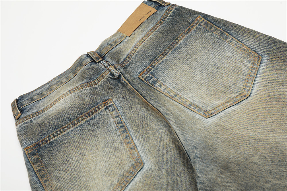 ​​"Men's Distressed Denim Jeans - Punk Style Loose Fit Washed Blue Denim Trousers For Streetwear & Grunge Fashion"​​_mkmklike.com