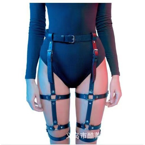 Cross-border supply foreign trade hot women's pu leather garter strap leather restraint clothes waist leg ring garter belt