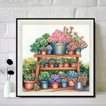 钻石画满钻新款多肉花架手工画卧室学生新手钻石贴十字绣带框