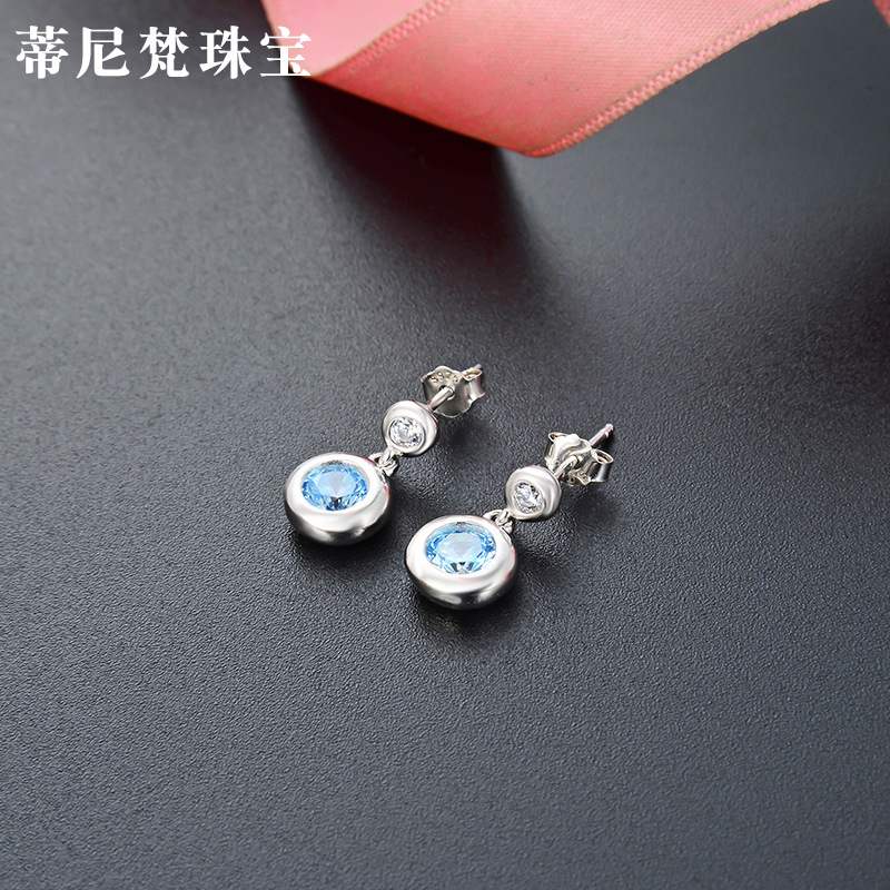Pendientes de accesorios de diamantes frescos transfronterizos estilo japonés y coreano s925 pendientes de circón de plata pendientes redondos elegantes de las mujeres