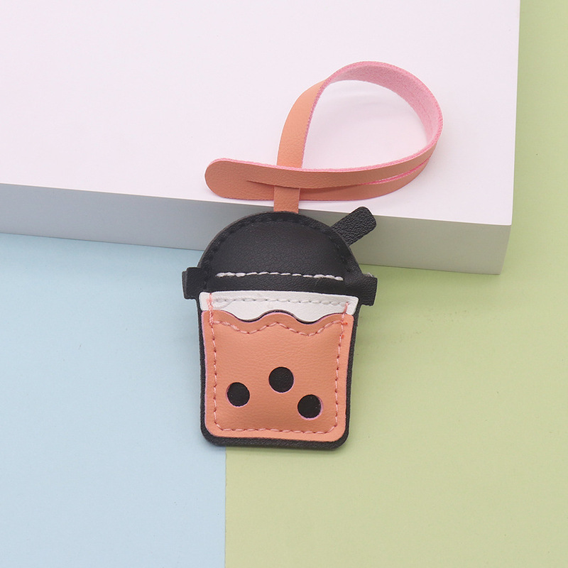 DIY ジュエリーバッグペンダントアクセサリー PU レザー立体両面マルチカラーミルクティーカップアクセサリー半完成キーホルダー|undefined