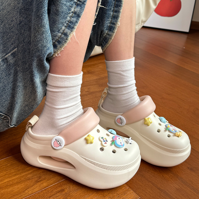 7.0cm Height-Increasing Clogs for Women, New Spring/Summer Outdoor Non-Slip Breathable Thick-Soled Closed-Toe Sandals
