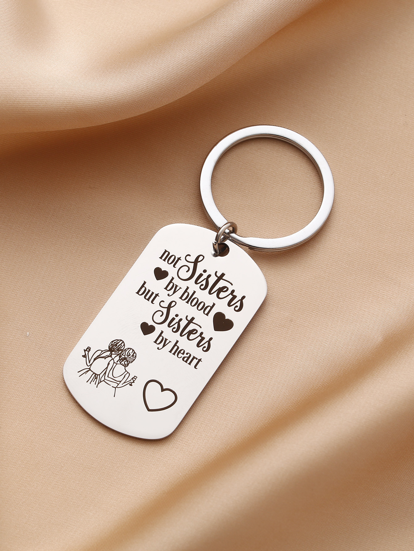 Popular stainless steel keychains from Europe and America for cross-border use as birthday and festival gifts for sisters, friends and classmates pic 3