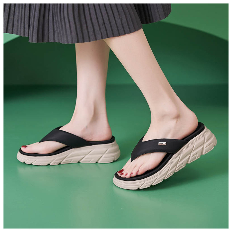 Dép sandal nữ xỏ ngón đế bệt chống trượt thoáng khí mùa xuân hè 2025 — Màu nâu, Màu đen, Màu mơ chi tiết 16