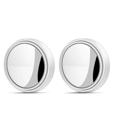 Car rearview mirror small round mirror 360 degree rotating electroplated glass rearview mirror large field of view rearview mirror blind spot mirror (Rearview mirror/rearview mirror) - electroplated-silver-pair
