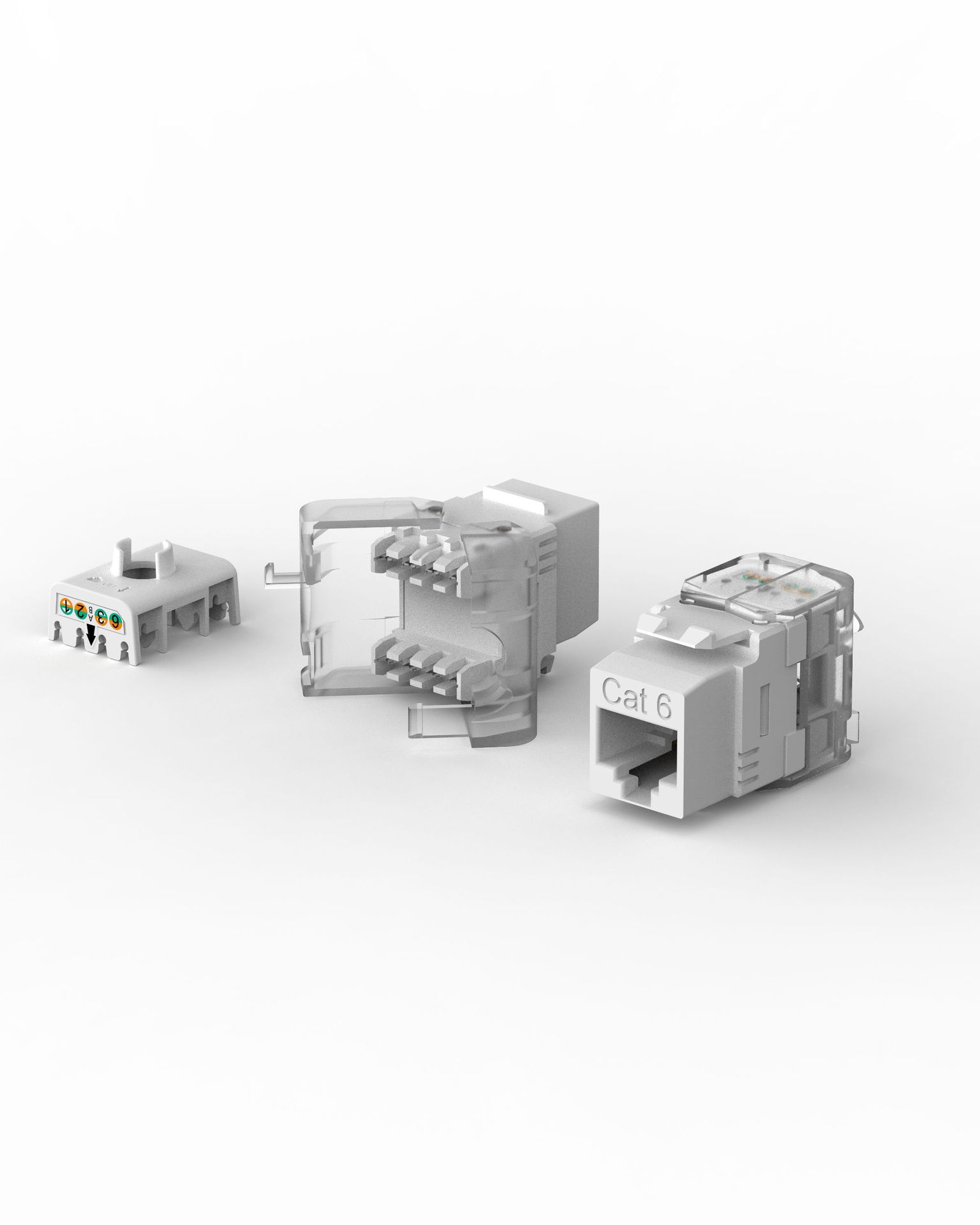 6类非屏蔽免打RJ45网络模块、180度