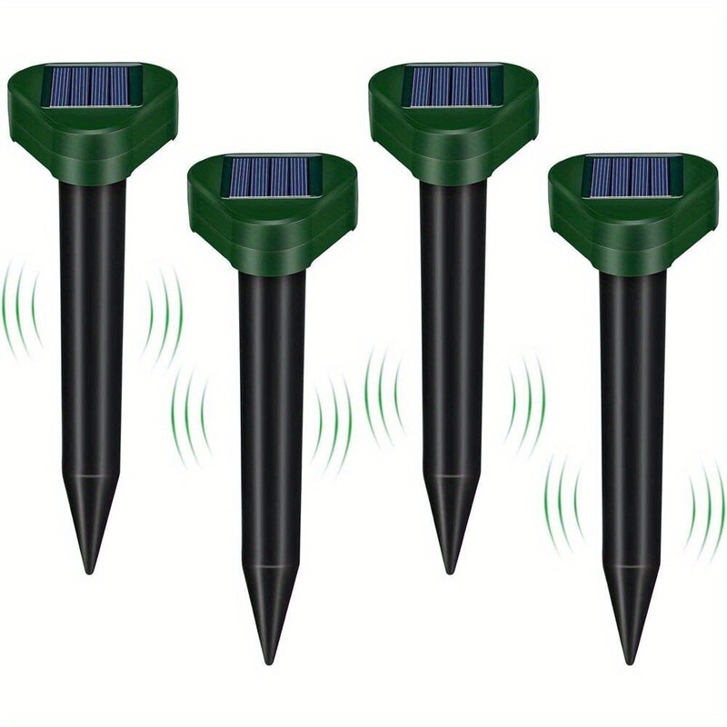 4 pack Solar Mole Repellent Spikes Outdoor Ultrasonic跨境|undefined