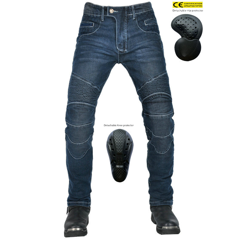 LOONG BIKER motocicleta jeans hombres vintage red de pesca motocicleta pantalones de montar casual stretch pantalones anti-caída
