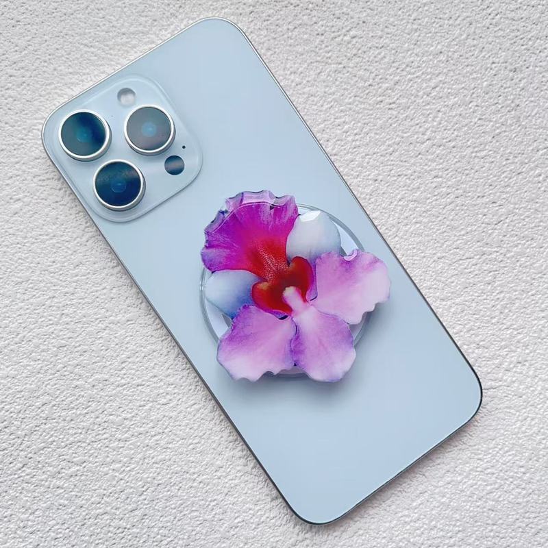 ins オーキッドアクリル接着剤磁気携帯電話ホルダーデスクトップ折りたたみポータブルオーキッド磁気携帯電話ホルダー|undefined