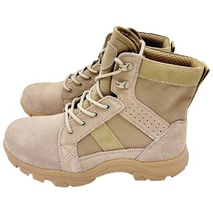 Cowhide Desert Boots Men's Trendy Shoes Mid-high Tooling Boots Riding Boots Outdoor Men's Hiking Boots Non-slip Ankle Boots
